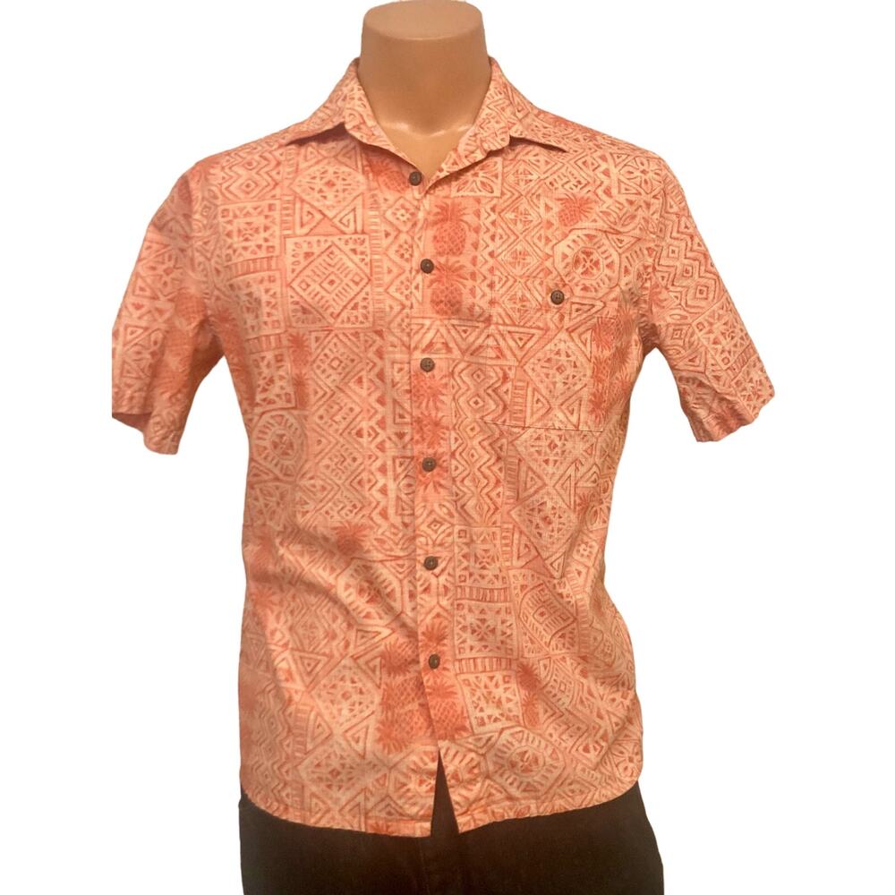 Sherbet Orange Vintage Cotton Hawaiian Buttondown